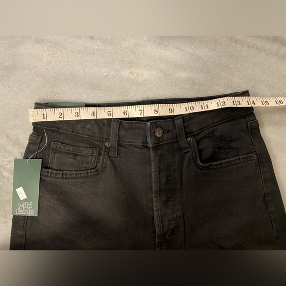 NWT Wild Fable Size 6 Highest Rise Straight Leg Black Distressed Jeans Raw Hem - Picture 9 of 12